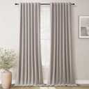 BOODII 100% Blackout Curtains for Bedroom 95 Inch Length 2 Panels Set Room Darkening Linen Curtains Brownish Grey Black Out Curtain Neutral Thermal Insulated Living Room Winter Drapes Back Tab 52x95