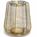 HD Designs Hurricane Iron & Wire Glass Candle Holder - Gold
 13 Inch