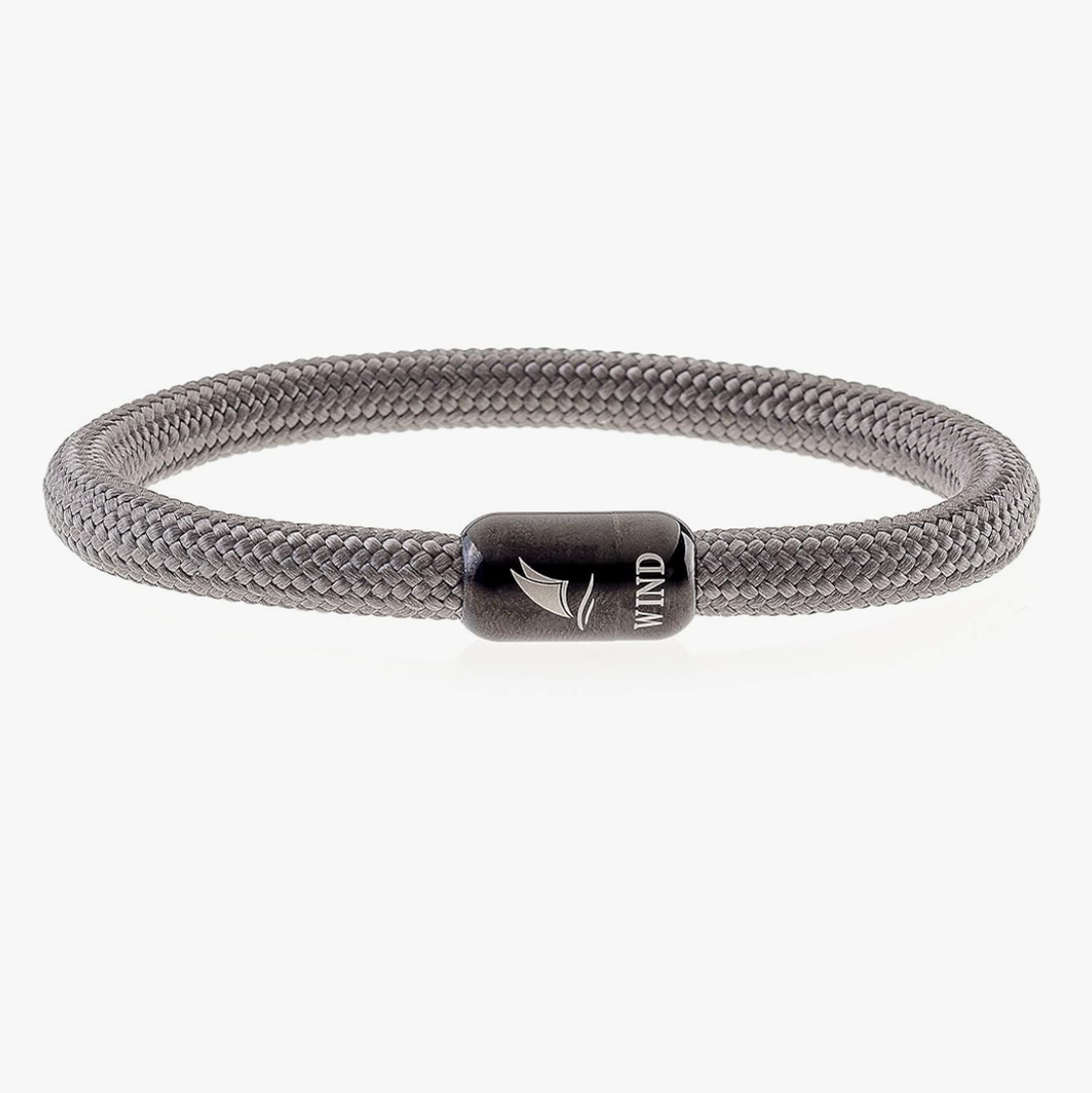 WIND PASSION - Paracord Bracelet for Men & Women | Nautical Bracelet Inspired by Sailor Sea Apparel | Handmade with Braided Rope and Magnetic Clasp | For Men and Women looking for a Sports, Athletic or Surf Style | Waterproof Resistance| Grey Bracele