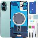16 Plus Back Glass Replacement for iPhone 16 Plus Rear Back Cover Glass Waterproof and Camera Lens+Professional Repair Tool Kit (Teal)