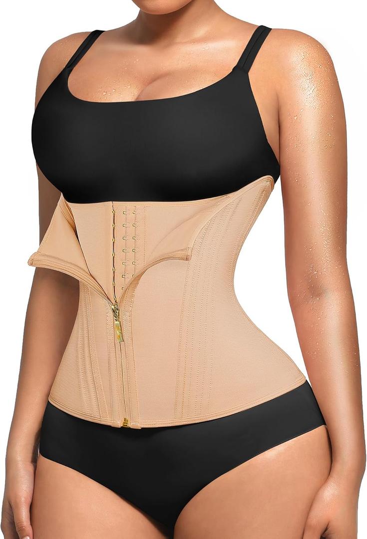 Lover-Beauty Waist Trainer for Women Corset Shapewear Tummy Control Workout Waist Cincher Body Shaper Girdle (Beige, M)