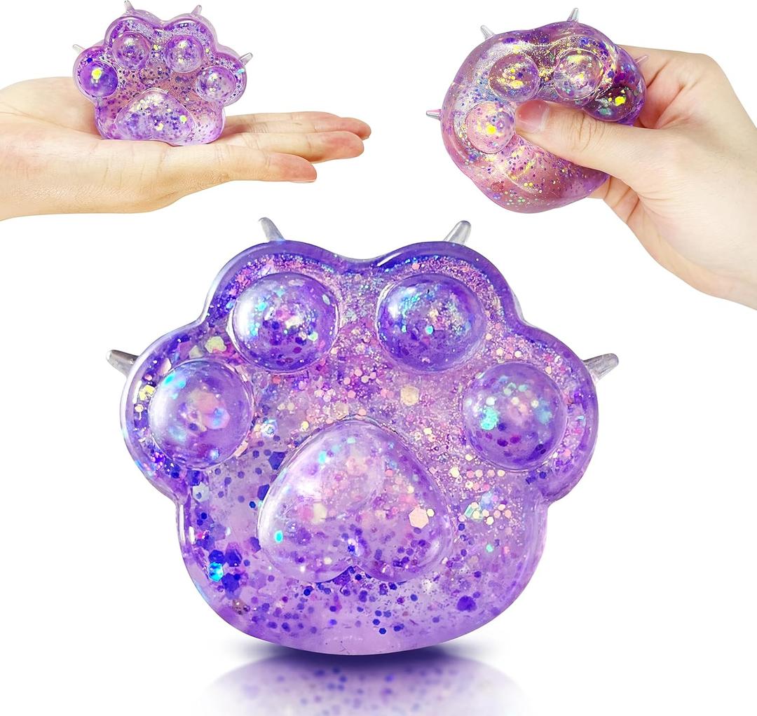 ZTATU Cat Paws Squishy Fidget Toys for Kids (1PCS) Stress Balls for Adults & Kids Squeeze Sugar Ball, Party Favors Animal Stress Relief Toy for Office, Classroom, Easter Basket Stuffers (Purple)