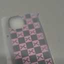 Jusy Compatible with iPhone 15 Case Cute Cool Checkerboard Checkered Bow Pattern with Pink Black Design for Girls Women Soft TPU Shockproof Protective for iPhone 15 - Checkered Bow