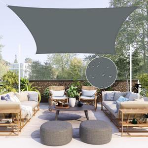 Neween Waterproof Sun Shade Sail Rectangle UV Block Canopy for Outdoor Patio and Garden, Yard Activities (6.5'x13', Gray)