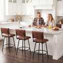 MILCIL Swivel Counter Height Bar Stools with Backs Set of 2 Farmhouse White