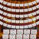 Oudain 5 Pack Waterproof Felt White Papel Picado Banner, 85 ft Papel Picado Baby Shower White Mexican Banner Cielito Lindo Fiesta Wedding Birthday Dia De Los Muertos Party Decoration, 5 Patterns