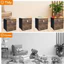 4 Pack Durable Storage Cube Bin with Decorative Wood Grain,Stylish Thickened Fabric Cube Box,Space-saving Storage Basket for Shelves,Closet,Office,Bedroom,Living Room,Nursery,Dorm,RV,13x13x13in(Large)