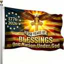 250 Anniversary USA Flag, Double Sided 3-Ply 3x5 FT Patriotic 1776-2026 USA Flag, Outdoor Banner, One Nation Under God, 250th Anniversary Celebration Decor for 4th of July Decorations (Black)