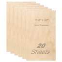 Baltic Birch Plywood 1/8x11.8x20 Inch 3 mm Thickness Wood for Laser Cutting and DIY Crafts Rectangle Wood Sheet - 20 Pack