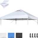 10x10 Canopy Replacement Top with Air Vent, Pop Up Canopy Replacement for Straight Leg Canopy Tent, Canopy Replacement Cover UV Resistant Waterproof for Garden Patio Camping (Top Only)(Silvery White)