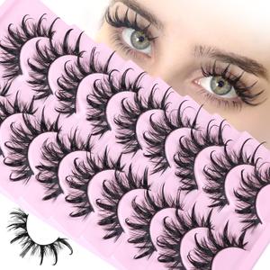 Manga Lashes Cat Eye Dramatic False Eyelashes Wet Look D-Curly Long Anime Lashes Strips Thai Style Manhua Lashes Strips Cosplay Eyelashes Wispy Spiky Lashes 12-20MM 9 Pairs by Zegaine