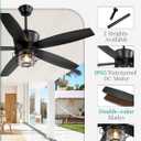 Fanbulous 52" Outdoor Ceiling Fans with Lights and Remote Control,IP65 Wet Rated Waterproof Ceiling Fan with 6-Speed DC Motor, Farmhouse Gazebo Fan for Porch Patios PavilionBlack
