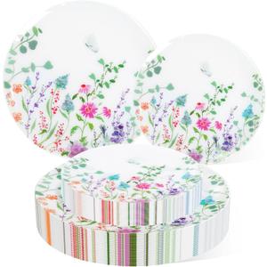 I00000 20Pcs Green Plastic Plates,Spring Party Decorations,Butterfly Floral Plastic Dinnerware Set Include 10Pcs Dinner and 10 Pcs Dessert Plates for Mother's Day Dinner Party Supplies