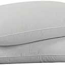 puredown Goose Feathers Down Pillows - Standard Size Bed Sleeping Hotel Collection Pillows Set of 2 with 100% Cotton Cover, Grey, 20 in x 26 in