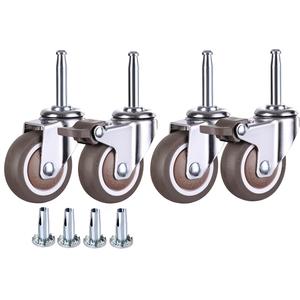 2 Inch Rubber Caster Wheel Set of 4(2 with Brakes & 2 Without) with 5/16" x 1-1/2" (8 x 38mm) Stem Sockets, for Furniture Crib Trolley Dining Car Casters