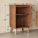 Record Player Stand, Turntable Stand with Record Storage and Charging Station & USB Ports, Record Player Table with Metal Divider, Record Stand Up to 160 Albums for Living Room, Bedroom Walnut, 19.6" x 15.7" x 31.8"