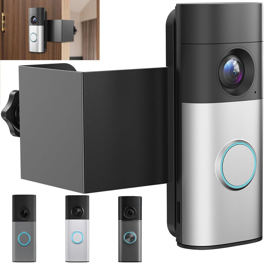 Anti-Theft Doorbell Mount Compatible with R-ing Battery Doorbell/Plus/Pro(2026 Model)/Tapo Video Doorbell, No Drill Adjustable Mounting Bracket Holder for Apartment Rentals, Enhanced Protection Mount
