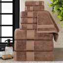 Superior Egypt Produced Giza Cotton 9 Piece Towel Set, Luxury Plush Bathroom Essentials, Quick Dry, Shower, Spa, Soft, Includes 3 Bath, 3 Hand, 3 Washcloth/Face Towels, Niles Collection, Chocolate