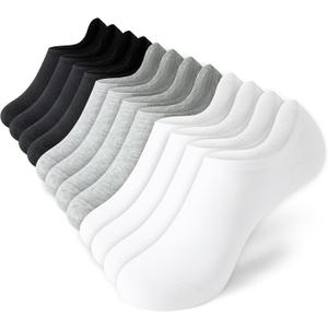 Black No Show Socks Womens 4 pairs Cotton Low Cut Tube Socks Anti Slip Casual Sports Shoes Short Size 6-9 9-12