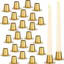 Mumufy 24 Pcs Gold Candle Holders Bulk Brass Metal Taper Candlestick Holder for Wedding Anniversary Party Table Centerpiece Dinner Room
