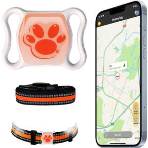 Pet GPS Tracker for Dogs & Cats - No Monthly Fee/Subscription, Free Pet Collar Included | Waterproof, Anti-Lost, Real-Time Tracking Collar | 365-Day Long Battery Life | Compatible with iOS & Android