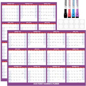 Wall Calendar 2026-32" x 48" Dry Erase Calendar for Wall, 12 Monthly Calendar From Jan to Dec, Reversible, Double Laminated 2026 wall Calendar, Extra Large Wall Calendar for Home Kitchen Office