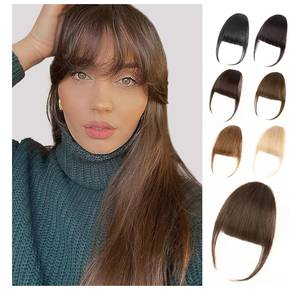 Bangs Hair Clip - Brown Clip in Bangs Real Human Hair, Fake Bangs Fringe with Temples Wispy Bangs Hair Extensions for Women Daily Wear