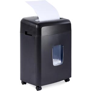 Amazon Basics 12 Sheet High Security Micro Cut Paper, Credit Card and CD Shredder with 6 Gallon Easy Emptying Bin, Casters, Black