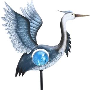 TERESA'S COLLECTIONS Garden Decor for Outside Blue Heron Solar Lights, 36" Glass Lawn Ornaments with Outdoor Lights Decorative Stake, Yard Art Decorations Outdoor for Patio Gifts for Mom Grandma