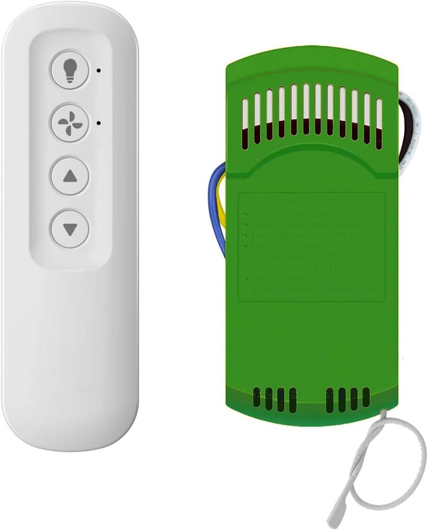 Ceiling Fan Remote Replacement Hunter 99770, Universal Ceiling Fan Remote Control Kit Compatible with Hunter Hampton Bay Harbor Breeze,with Dimmer Light,3 Speed Control with Wall Mount