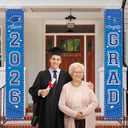 Blue 2026 Graduation Door Banner, Congrats Grad Door Banner, Graduation Porch Banners Class of 2026 for High School, College, Congrats Grad Party Hanging Decorations Supplies