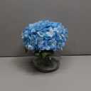 Hollyone Hydrangea Artificial Flowers with Vase Blue Silk Fake Flowers Arrangements in Glass Vase with Faux Water Faux Floral Bulk Bouquet for Home Decor Bathroom Table Centerpiece Shelf Decorations