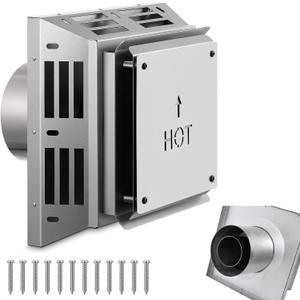 Zonon 4 x 6-5/8 Direct Vent Horizontal Square Termination Cap, Heavy Duty Galvanized Steel Exhaust Cap for Fireplace, Stove Gas and Boiler Venting Weather Resistant