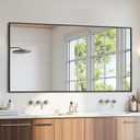 Bathroom Mirror 48" x 24", Large Rectangle Wall Mirror, Black Metal Frame Wall Mounted Mirrors for Bathroom, Vanity, Bedroom, Entryway Decor(Horizontal/Vertical)