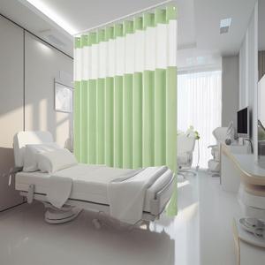 Cniuyhi Inherent Flame Retardant Hospital Curtains, Cubicle Medical Grommet Curtains for Room Divider, School Nursery, Hospital(1 Panel, Green, 15x8ft) (180"W x 96"L (Pack of 1))
