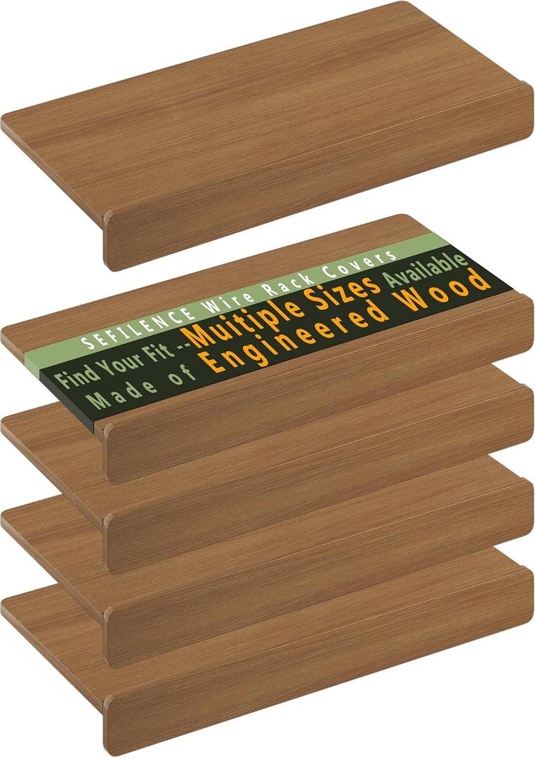 Wire Rack Covers for Shelves, Premium Engineered Wood Wire Shelf Covers for Pantry, Closet(5pcs, 24" W x 12" D), 24"W12"D