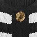 Locachy Women's Gold Button Down Striped Sweater Vests Crew Neck Sleeveless Knit Crop Tank Tops Black XL