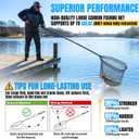 PLUSINNO Large Fishing Net, 3.4-7.7 FT Carbon Fiber Fish Net with Long Telescoping Handle, Kayak Fishing Gear Accessories Foldable Landing Net for Bass, Trout, Catfish, Fishing Gifts for Men Father, 7.7 FT Full Length