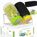 Kitmiido Seed Sprouting Kit, 2 Large Wide Mouth Mason Jars with Sprout Lids, Blackout Sleeves, Drain Tray, Stainless Steel Stand, Sprouts Growing Kit for Bean, Broccoli, Alfalfa (Yellow+Green)