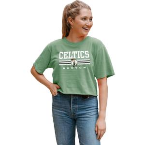 Blue 84 NBA Womens NBA Officially Licensed Women's Crop Top T-Shirt Ringspun Team Color, (Green,Small)