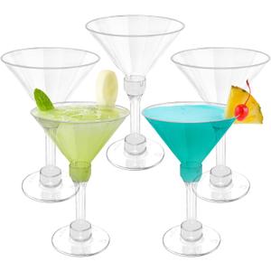 Rainmae 50 Pack Plastic Martini Glasses, 5 oz/150ml Disposable Cocktail Glasses Small Dessert Cups, Clear Stemmed Dessert Shot Glasses for Party Wine, Margarita, Appetizers for Wedding & Party