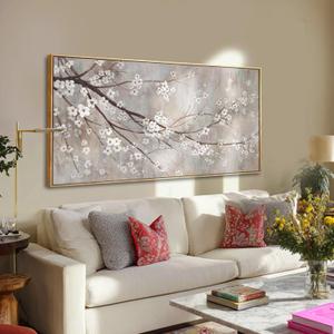 XIANSHOU Plum blossom Wall Decor White Flowers Painting on Canvas Nature Wall Art for Bedroom 24"x 48" Wall Decorations for Living Room Office