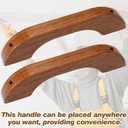 2 Pcs Teak Handrail Wooden Handles Solid Teak Grab Handle Brown Wood Handrail with Screws and Nuts for Marine RV Boating Armrest Accessories