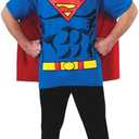 Rubies DC Comics Superheroes: Superman Costume T-Shirt With Cape for Adults (Medium, Blue)