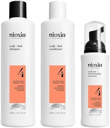 Nioxin Scalp + Hair Thickening System Kits | For Natural, Colored, & Damaged Hair with Light to Progressed Thinning | Strengthen & Boost Hair Density with Niacinamide & Biotin | 3 Month Supply