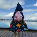 Soft Swim Cover-ups for 3 to 10 Years Old Kids Navy Blue Dinos Hooded Bath Beach Poncho Towels
