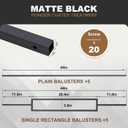 10 Pack balusters for Staircase Interior, Wrought Iron Balusters 44" x1/2" Rectangular Stair Railing -Metal Balusters Hollow Black (5 Square & 5 Straight)