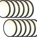 12PK 8.7 Inch LED Flush Mount Ceiling Light, 18W, 1622LM, 3000K/3500K/4000K/5000K/6500K CCT Selectable Super Slim LED Ceiling Light, Close to Ceiling Round Flat Panel Light, Black, 8.67"