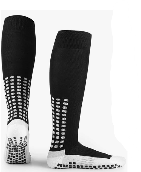 LUX Anti Slip Soccer Knee Socks,Non Slip Football/Basketball/Hockey Sports Grip Socks Black