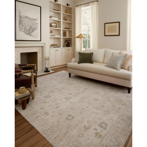 Loloi Chris Loves Julia Louisa Collection LOI01 Oatmeal/Stone 5'3" x 7'6", .38" Pile Height, Area Rug